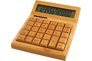 12-Digit Bamboo Desktop Calculator: Solar & Battery Powered for E-Retailers