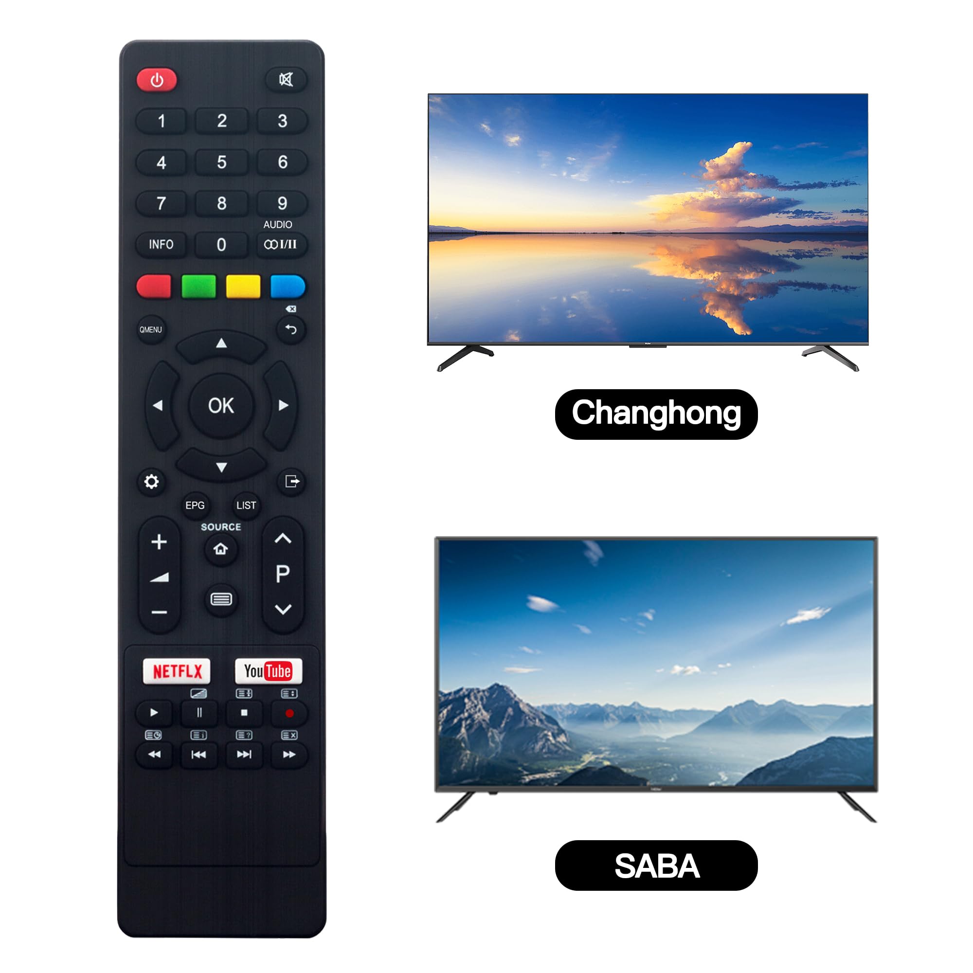 Télécommande De Rechange Pour Téléviseurs Saba, Changhong, Princess Etc. - Compatible Nombreux Modèles