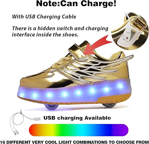 Miniatura 2 de LED Roller Skate Shoes for Kids Boys Girls Light Up Roller Sneakers with Detachable Wheels Rechargeable Flashing Wheeled Shoes