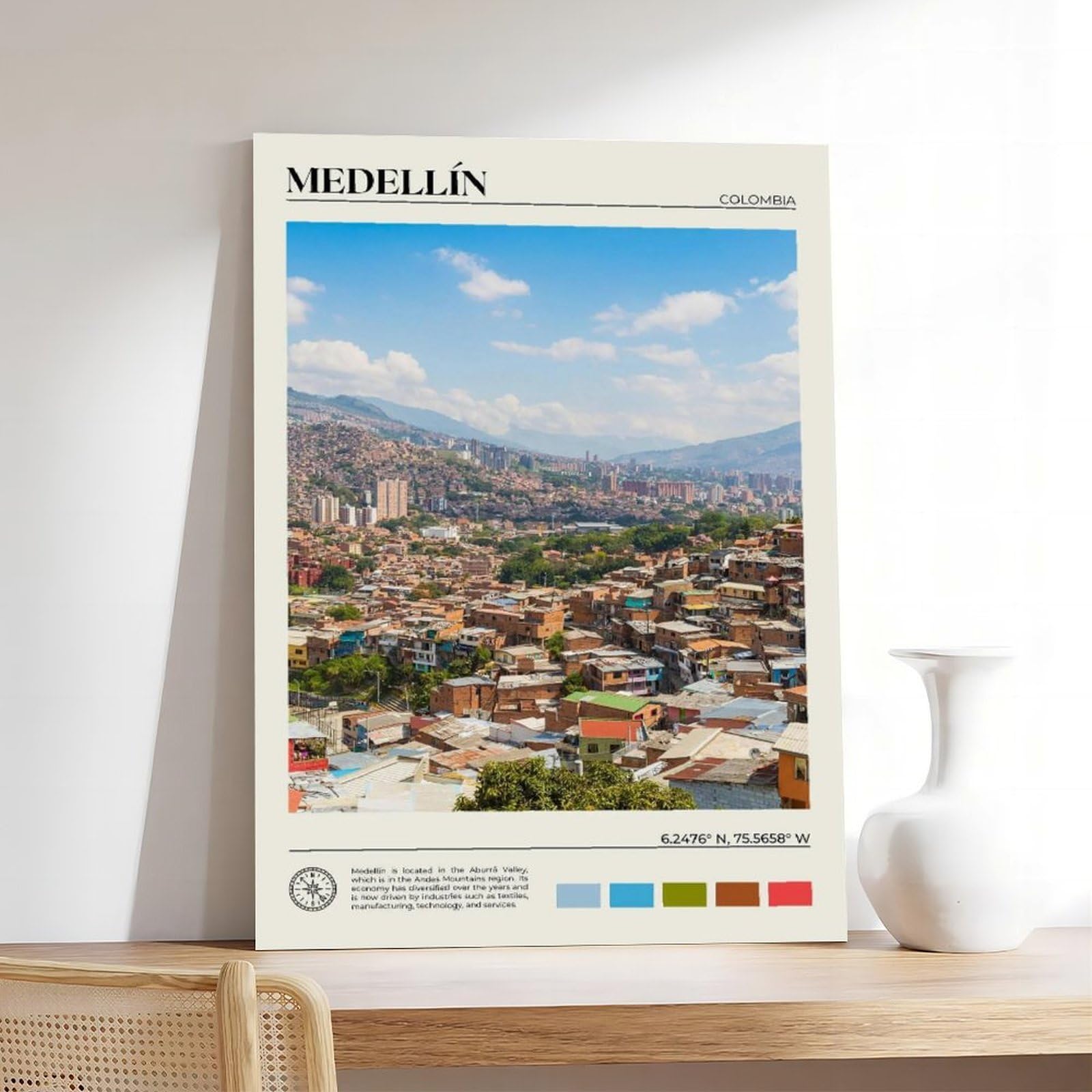 Medellín Kunstdruck auf Leinwand, echtes Foto, Kunstdruck, für Wohnzimmer und Schlafzimmer, 61 x 91,4 cm (L x B)