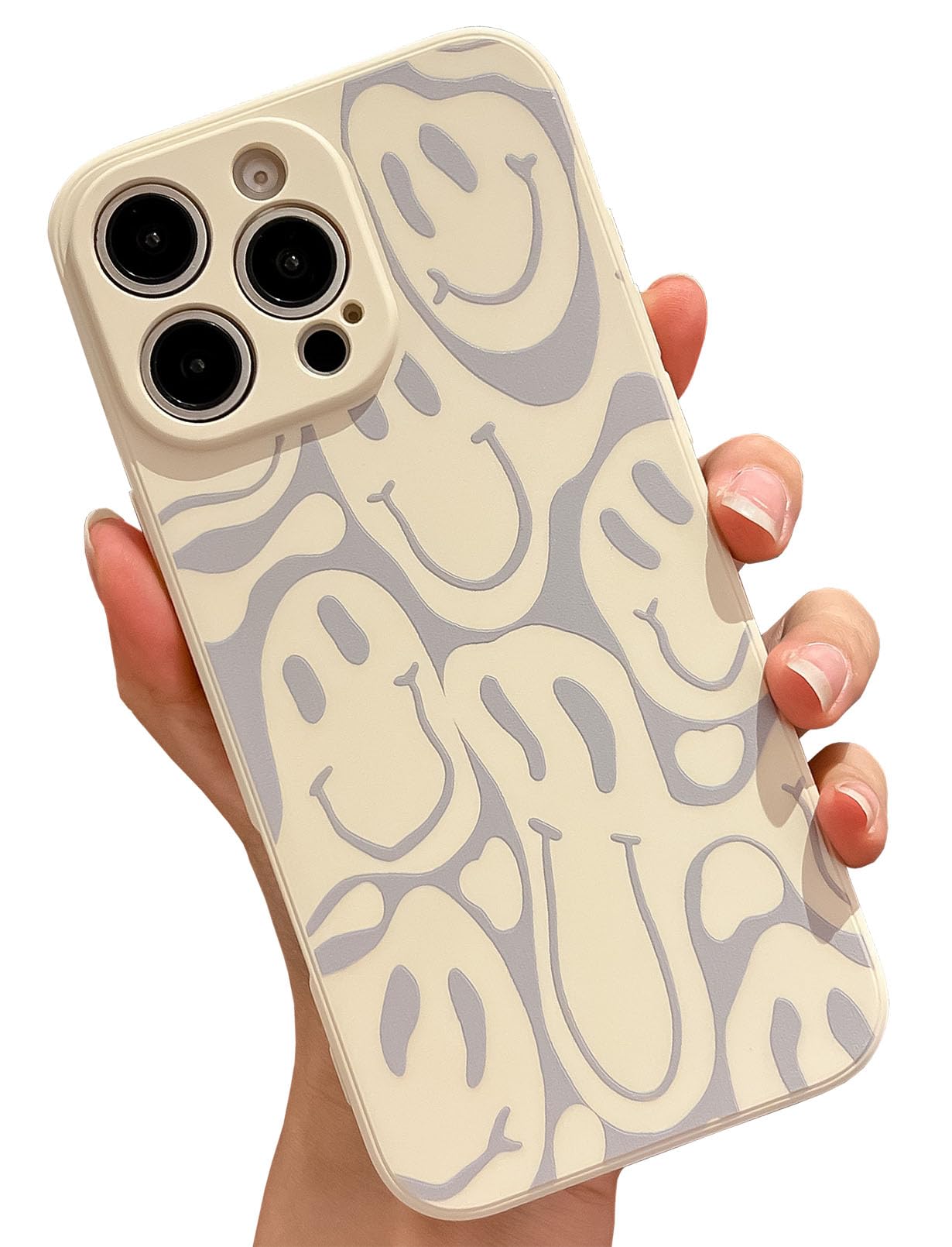 KERZZIL Cute Funny Face Phone Case Compatible with iPhone 16 Pro Max,Liquid Silicone Girly Cases,Cartoon Grimace Soft Gel Rubber Full-Body Protective