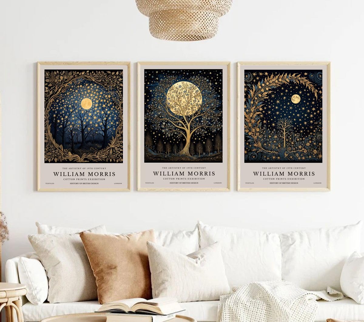 Hodge CreationsWilliam Morris Moon & Stars Set of 3 Unframed A4 Prints Wall Art Exhibition Decor Picture Poster New Gift Present SELECT SIZE BELOW A5 A4 A3