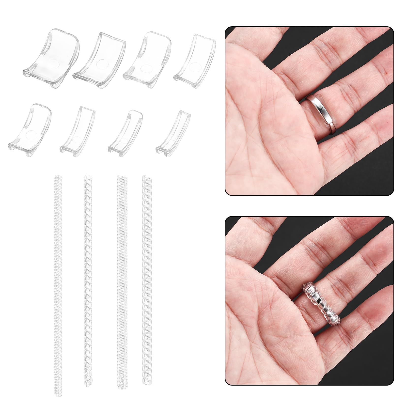 24 Pièces Réducteur Invisible Silicone pour Anneau - Sizer Adjuster de 4 Tailles - Homme et Femme