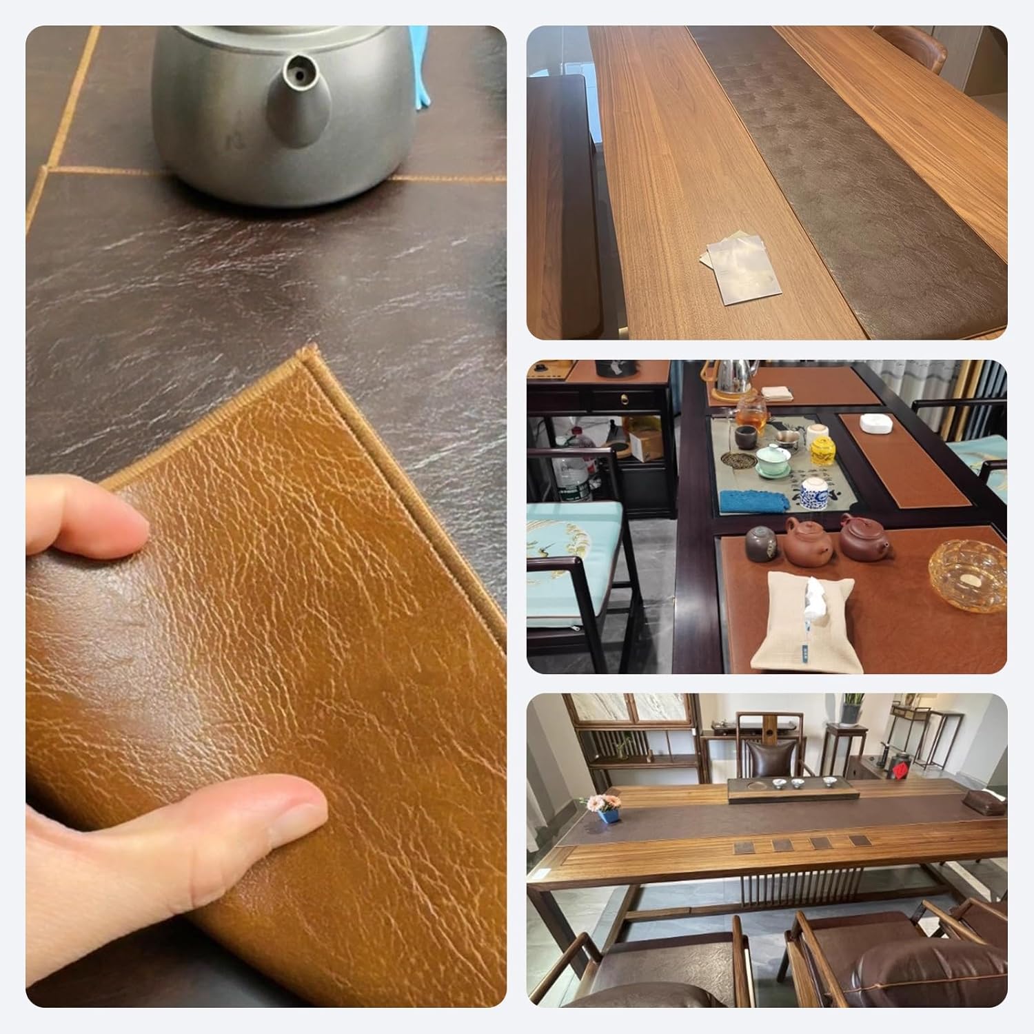 Table Runners,Kitchen Dining Table Decoration,Easy to Clean, Non-Porous, Double-Sided Leather,Hand-Stitched Edges, and Easy to Store,for Dining/Parties/Holiday Decor.(13.0*70.9in)
