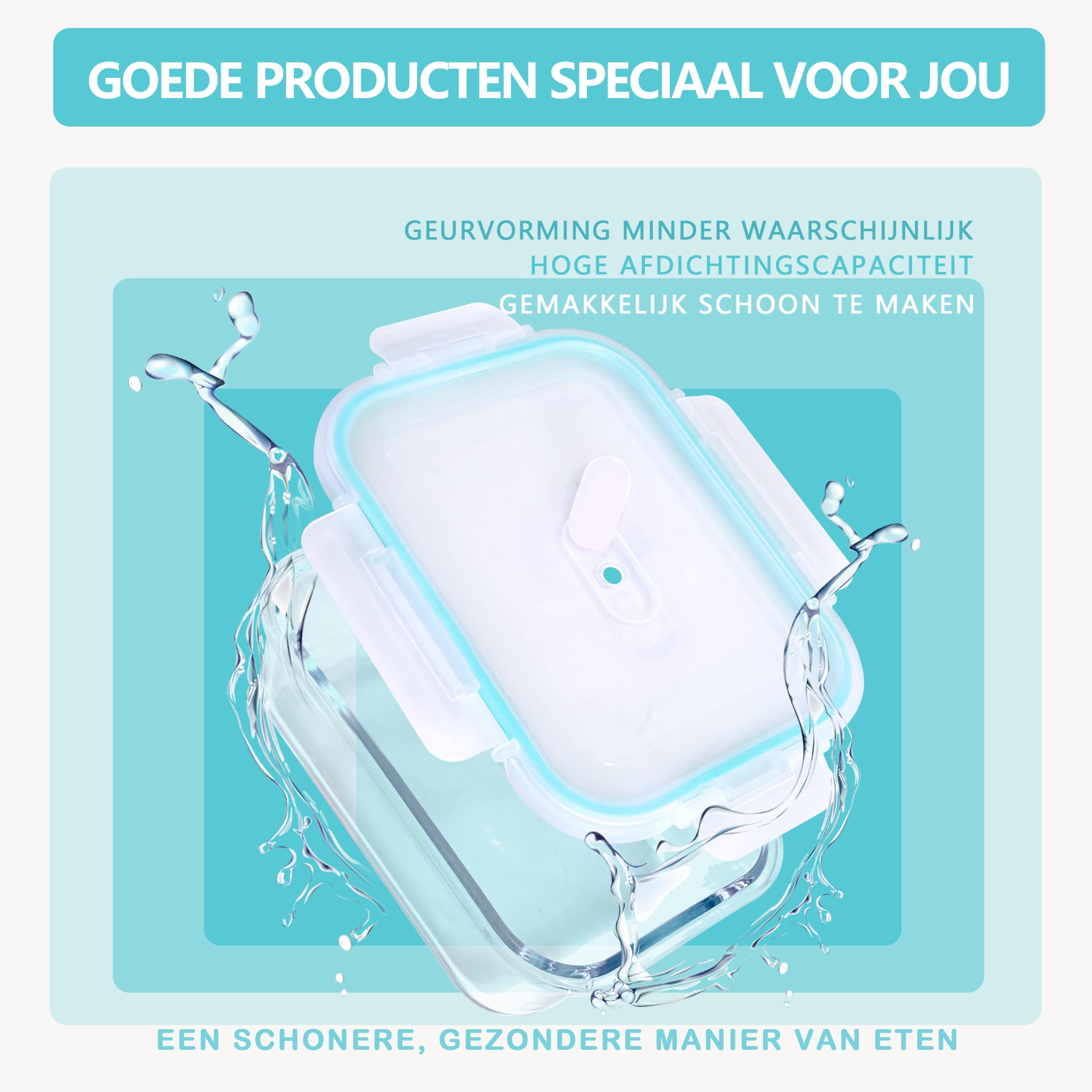 ERUIV 4-delige glazen bewaardoos met deksel, 1040 ml glazen kom met