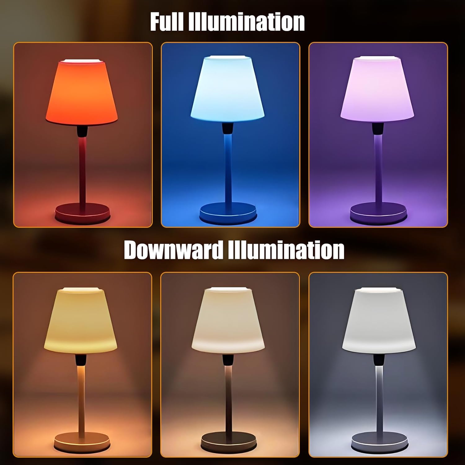 Unique New Wireless Wine Bottle Lamp Dimmable Rechargeable 3 Color&RGB LED Desk Lamp with Shade Touch Control Battery Operated LED Lamp ABS Cordless Lampshade (1, Table Multicoloured)