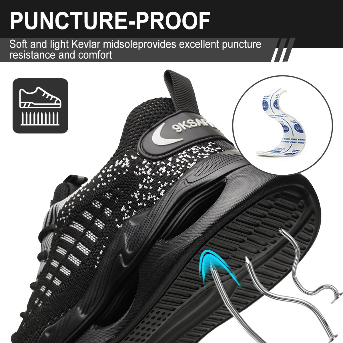 Scarpe Antinfortunistiche Uomo Donna Scarpe da Lavoro Donna Leggere Scarpe Sicurezza con Punta in Acciaio Traspiranti Comode Scarpe Sicurezza Antiscivolo Traspiranti 38-46 EU