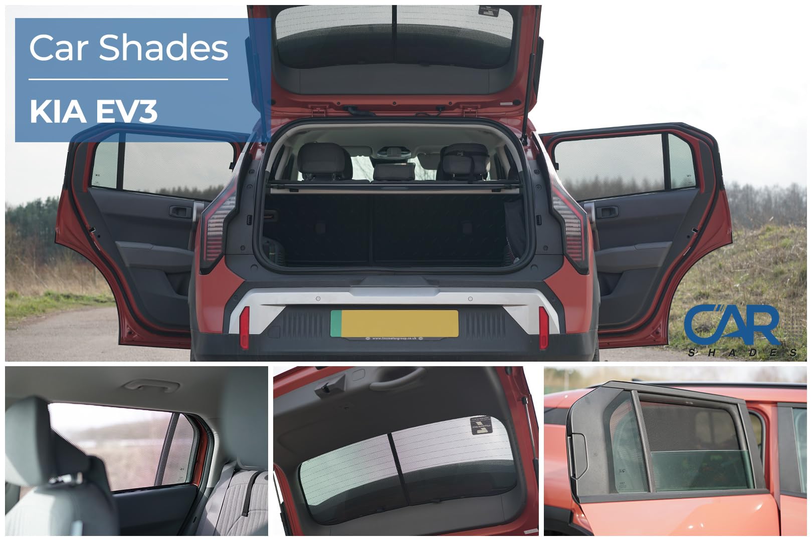 CAR SHADES Juego Compatible con Kia EV3 2024- (4-Partes) cortinillas Parasol a Medida
