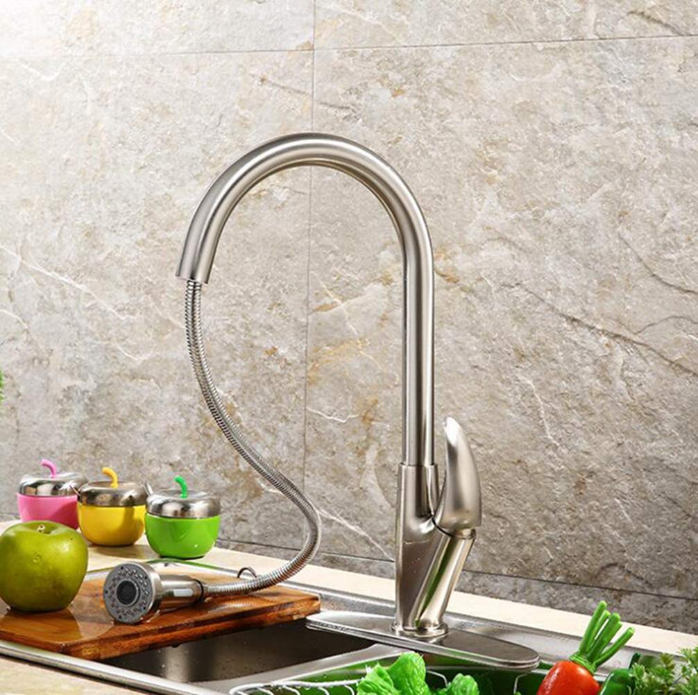 ZYCHSJXA Single Handle Kitchen Faucet Mixer Pull Out Tap Hole Water Cold and Hot Torneira Cozinha