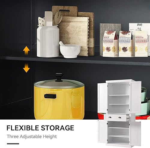 Miniatura 6 de Armario de almacenamiento de despensa de cocina de 72 pulgadas, armario independiente con 2 gabinetes, cajón y estantes ajustables, armario de Negro