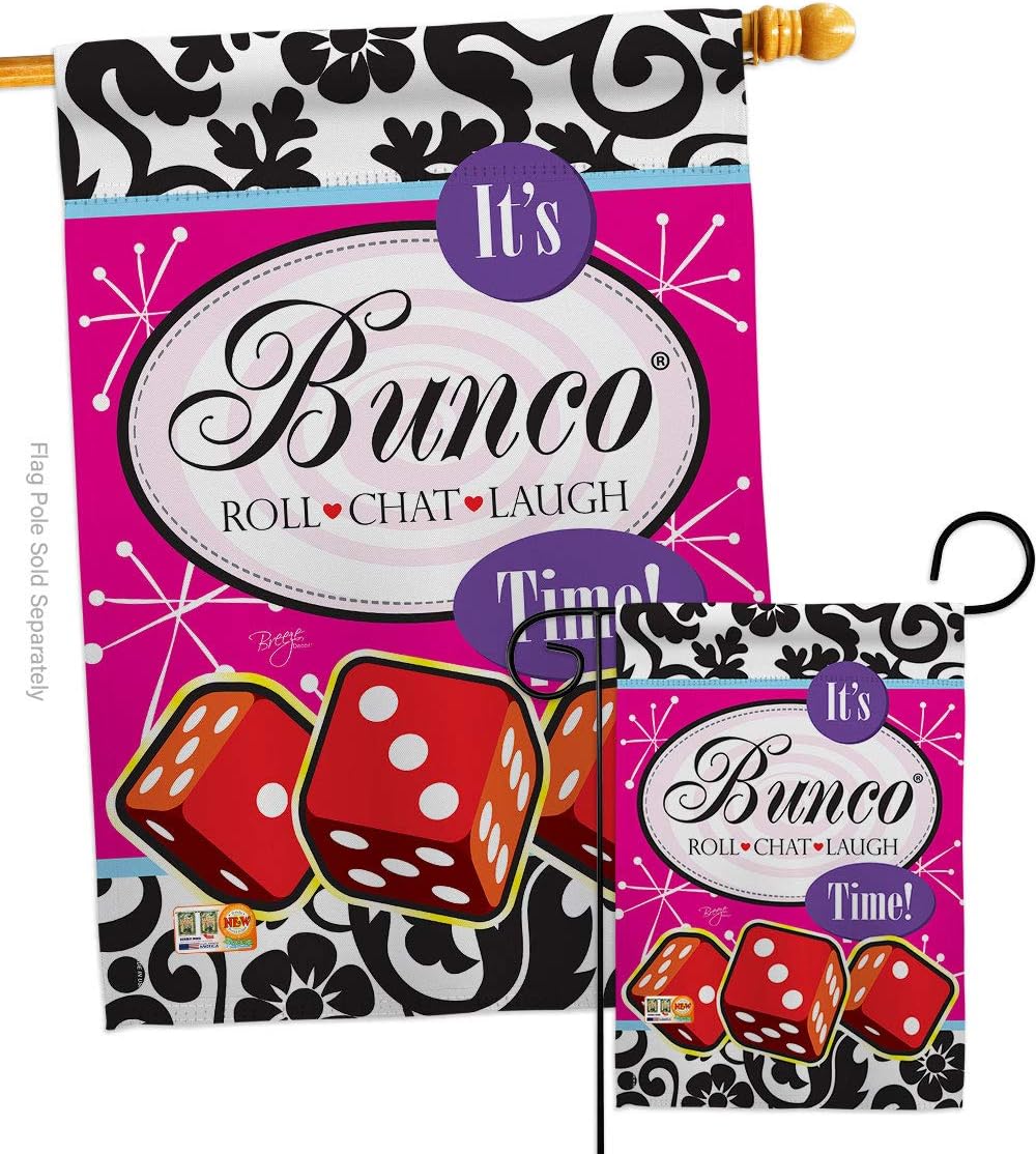 Breeze Decor S115098-BO It's Bunco Time! Special Occasion Party & Celebration Impressions Decorative Vertical House 28" X 40" Garden 13" X 18.5" Double Sided Flags Set Printed in USA Multi-Color