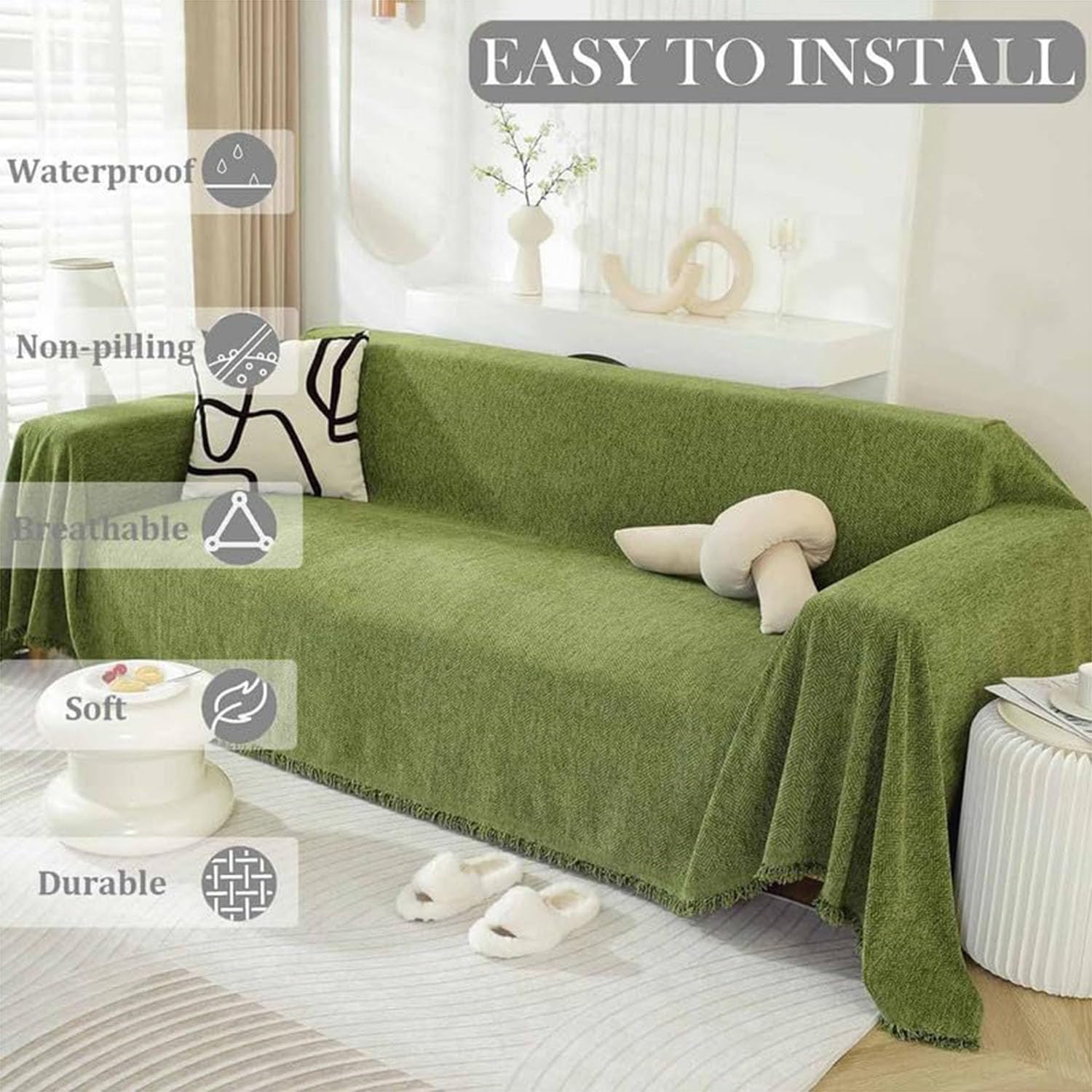 Copridivano impermeabile per divani a 3 e 4 posti, antiscivolo, 180 x 420 cm, elegante e ideale per proprietari di casa e animali domestici