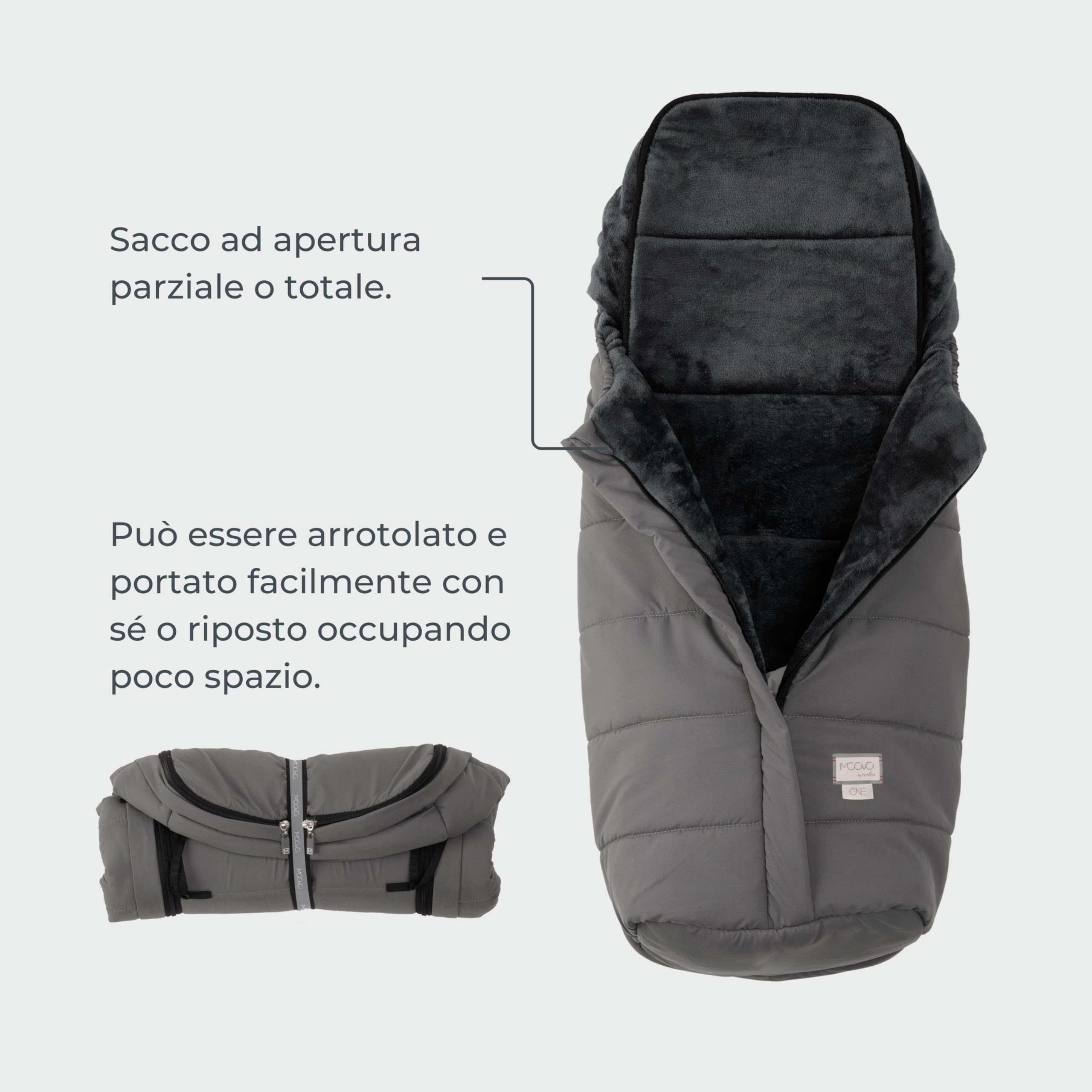 Moovo by Nuvita 9905 Junior One | Sacco Universale per Seggiolini Auto | Perfetto per Bambini da 6 a 36 Mesi (100 cm) | Protezione Fino a -10°C anti pioggia e anti vento | Sabbia