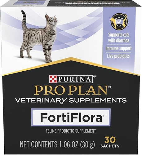 Purina Pro Plan Suplementos Veterinarios FortiFlora Probióticos para Gatos para la Salud Digestiva y Contra la Diarrea - Caja de 30 unidades