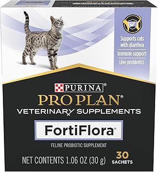 Purina Pro Plan Veterinary Supplements FortiFlora Daily Probiotics for Cats for Digestive Gut Health and Diarrhea - 30 ct. Box