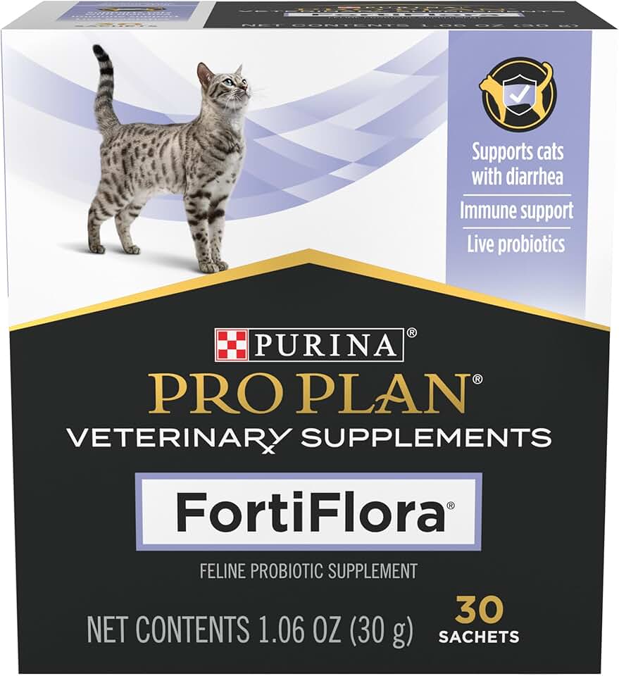 Purina Pro Plan 獸醫補充劑 FortiFlora 每日益生菌為貓咪消化腸道健康和腹瀉 - 30 克拉。盒子