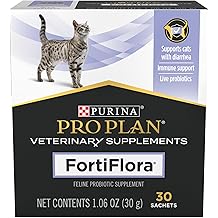 Purina Pro Plan Veterinary Supplements FortiFlora Daily Probiotics for Cats for Digestive Gut Health and Diarrhea - 30 ct. Box