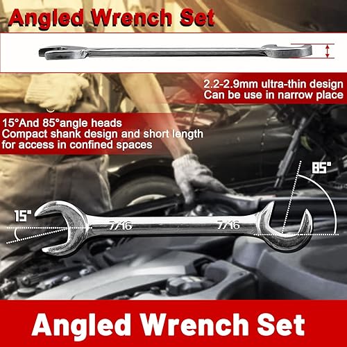 Miniatura 4 de SPEEDWOX Mini juego de llaves dobles de extremo abierto, 10 piezas, acero de alto carbono, plata