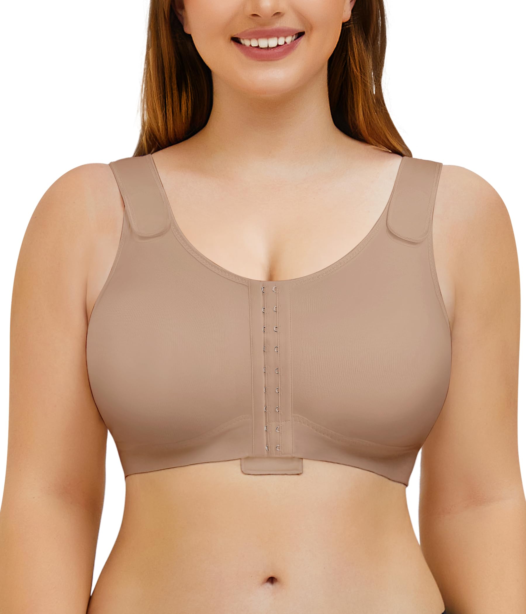 BRABIC Front Closure Compression Everyday Bra for Women Post Surgery Support with Adjustable Straps Wirefree