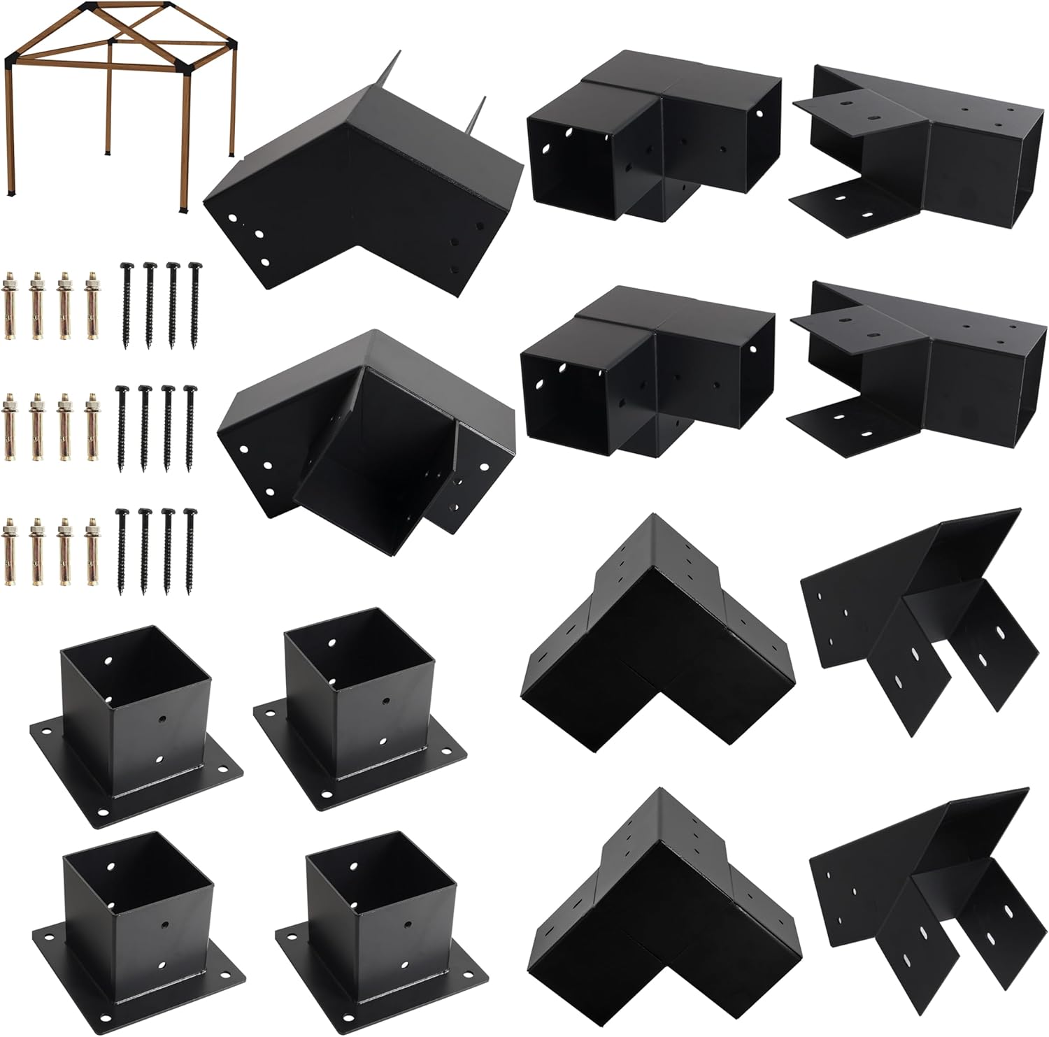 30° Slanted Pergola Kit for 4" x 4" Wood Pergola, DIY Wood Roof Pergola Brackets Kit, for Gazebo, Pergolas, Gardens, Wood Stand Sheds, Metal Gazebo Kits - with Screws