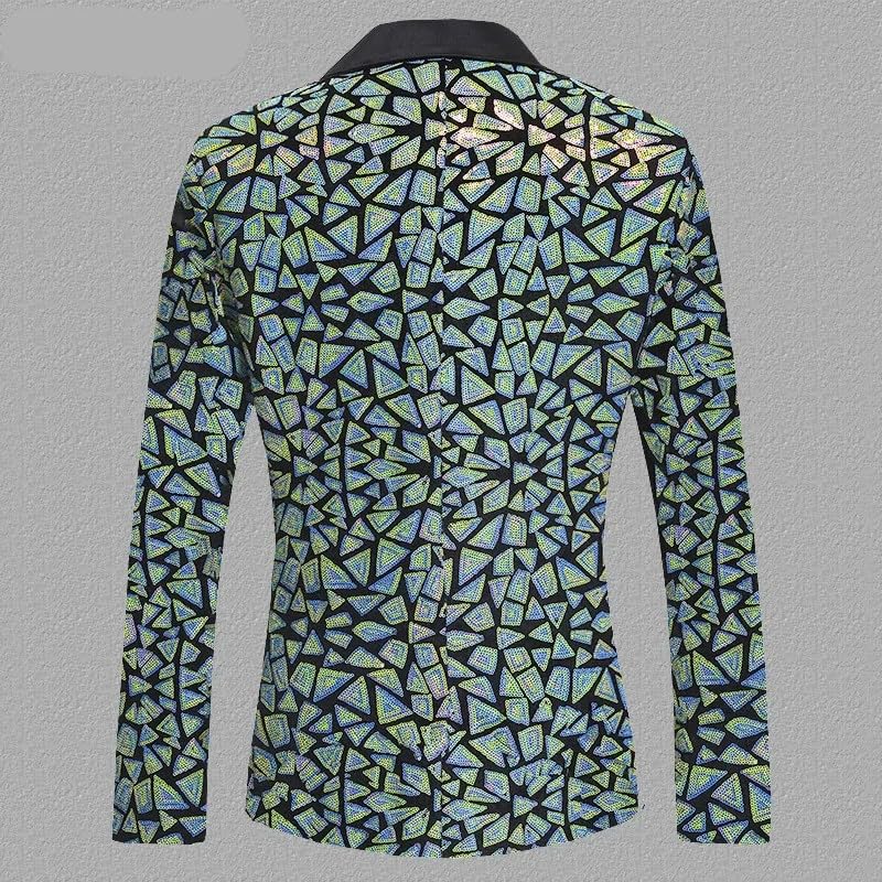 Men Sequin Suit Single-Button Jacket Singer Stage Performance Dress Blazer3