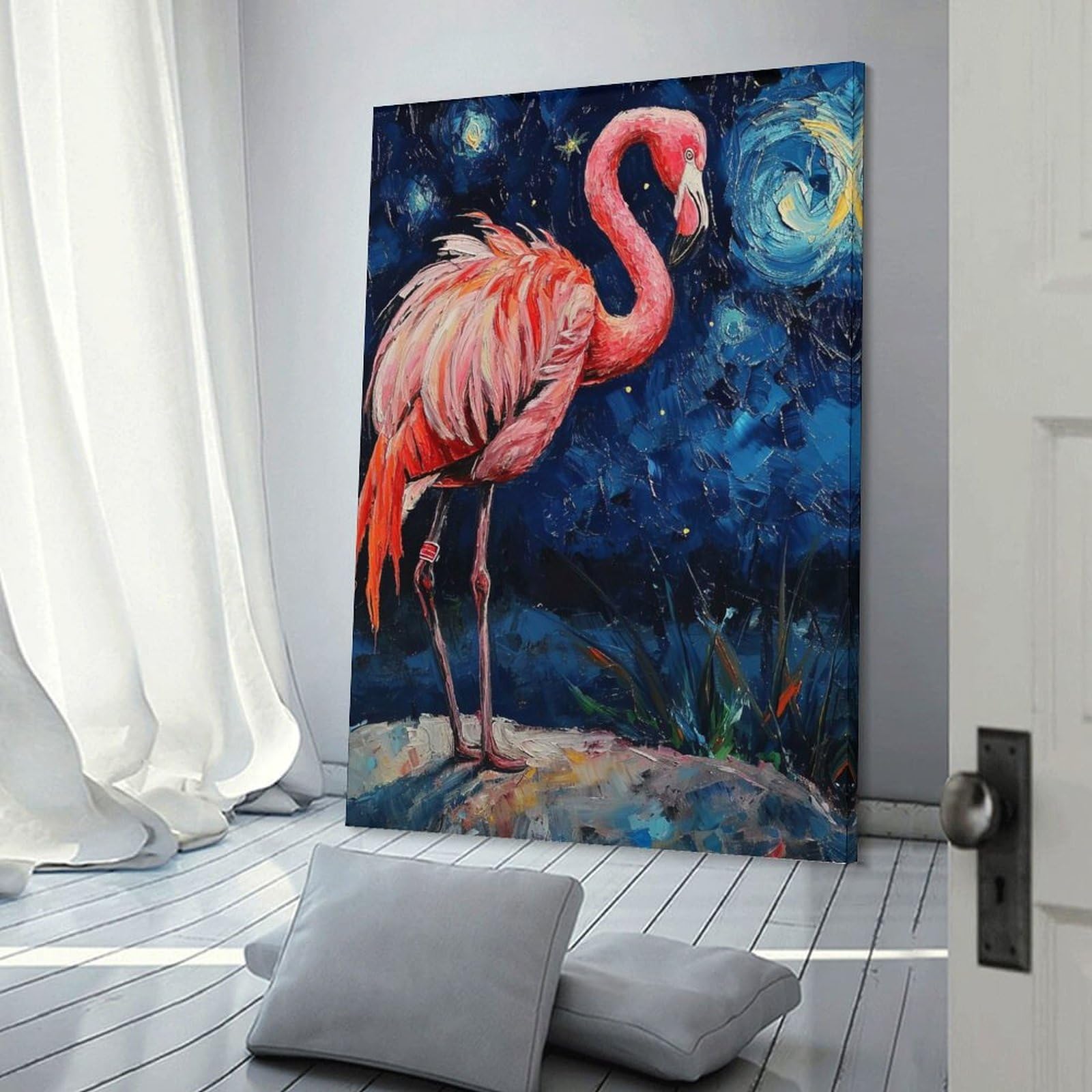 Junmoney Flamingo Serenade Canvas Wall Picture, 16x24inch(40x60cm), for Home, Office, Studio Or Guest Room, A Flexible Wall Accent for Shared Spaces