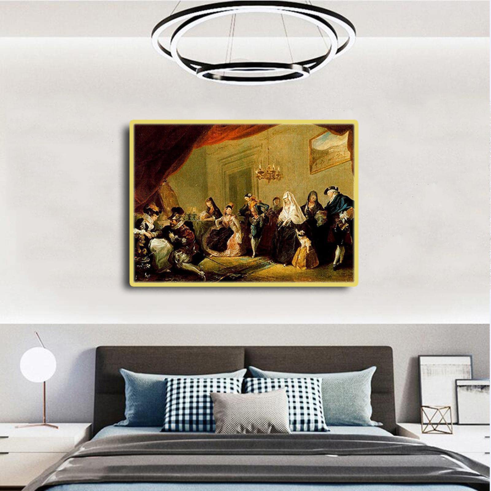 HEIMAO Impresiones en lienzo rococó. Obra Luis Paret y Alcázar. Ensayo de una obra de arte de comedia Cuadros de pintura para 50x75cm Marco dorado