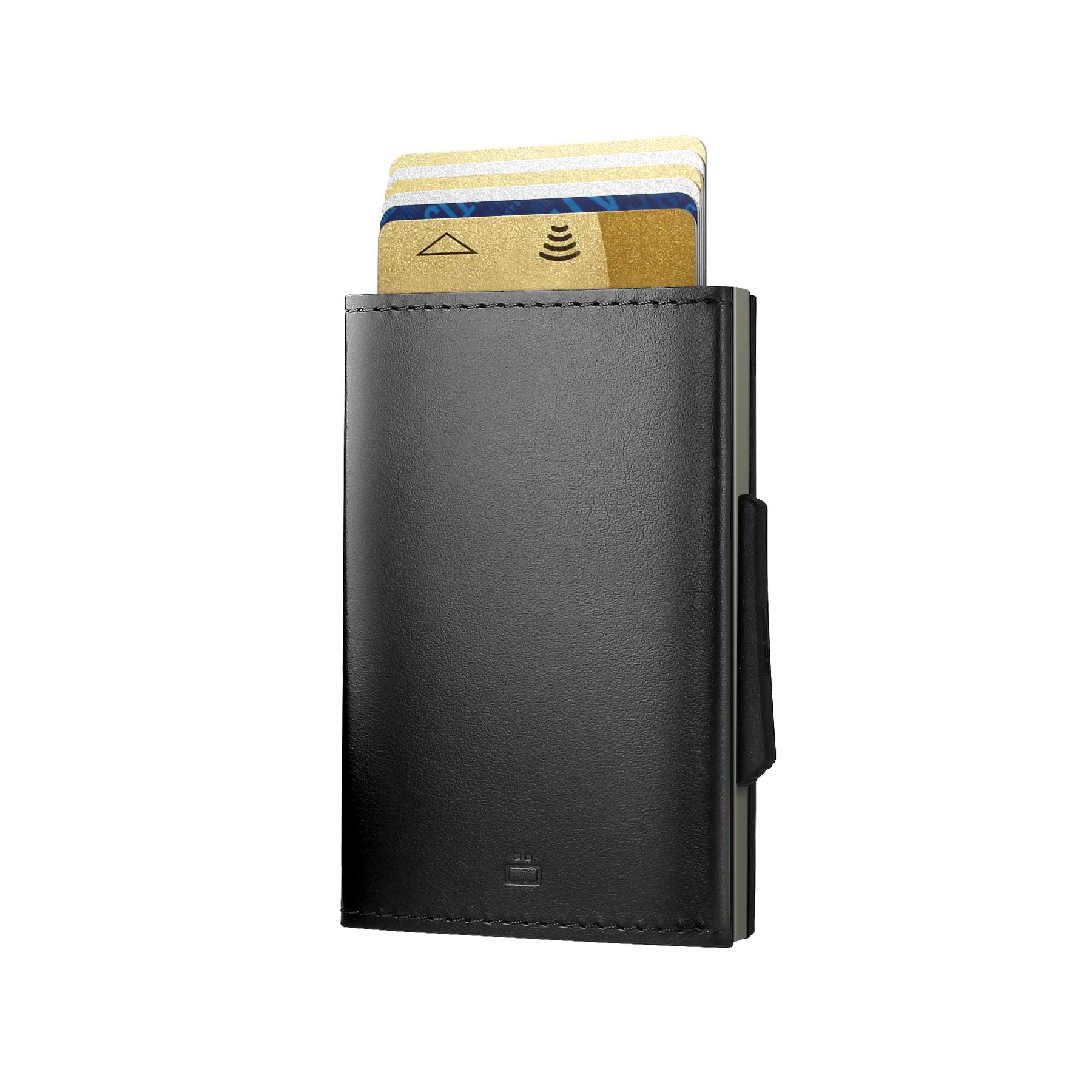 Cascade Slim Wallet by Ögon Designs - Automatic aluminum and leather Wallet - Compact metal RFID blo