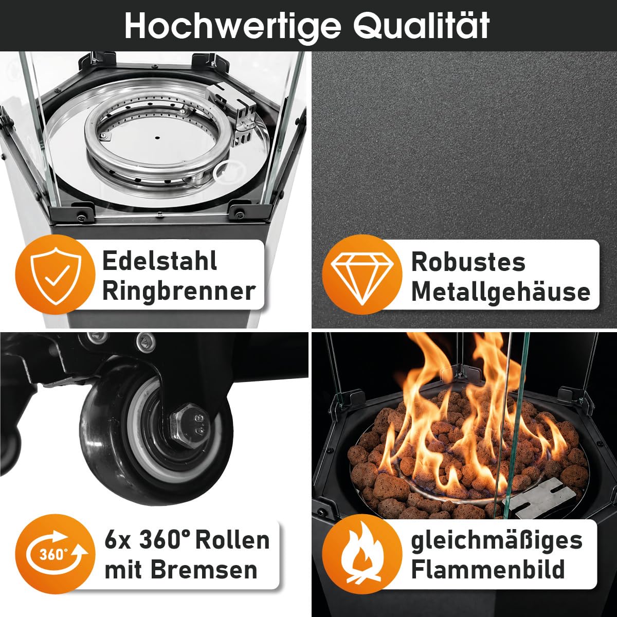BRAST Gasheizer Gasheizstrahler FLAME | 2-stufige Heizleistung 4 oder 8 kW