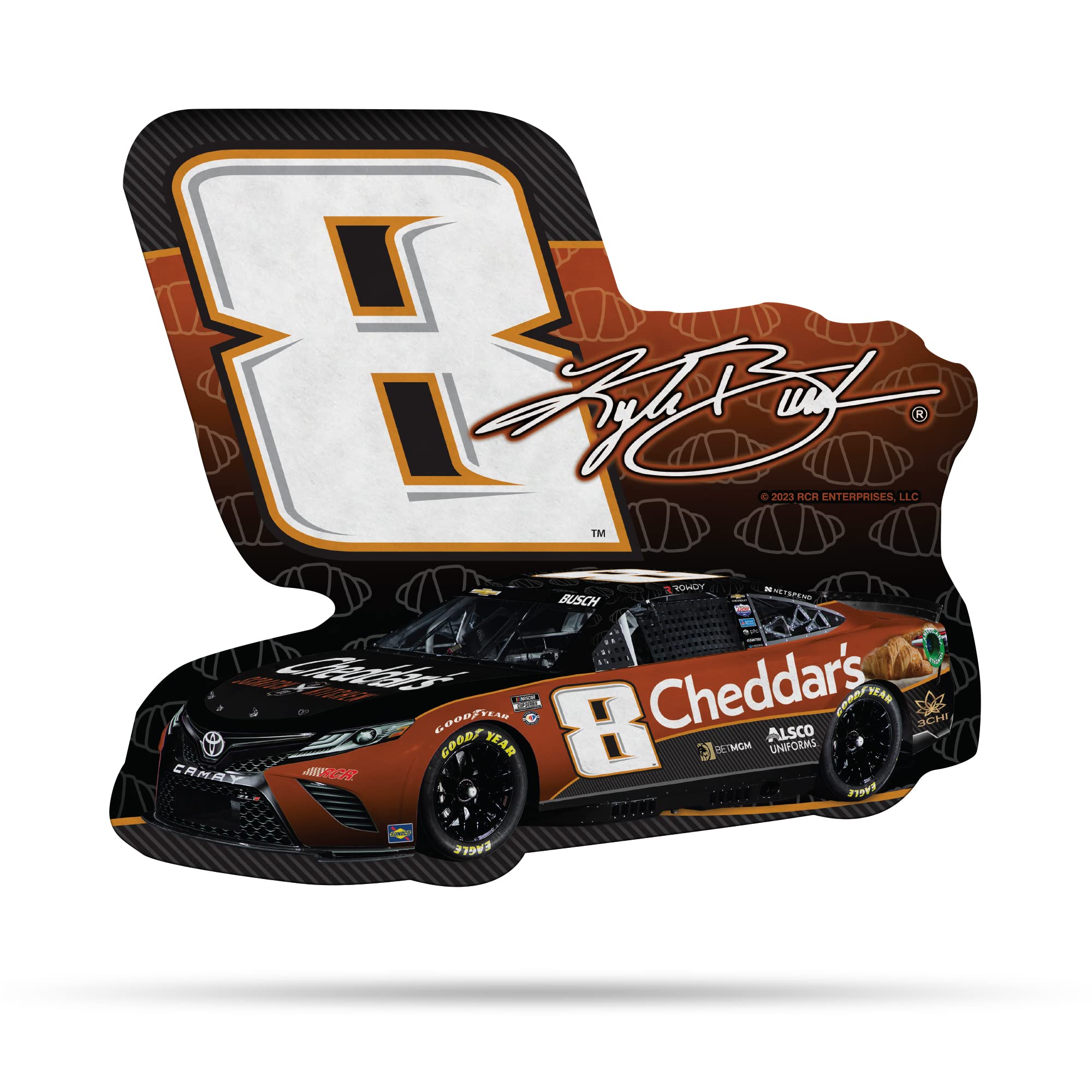 Rico Industries NASCAR Racing Kyle Busch #8 3CHI Shape Cut Pennant - Home and Living Room Décor - Soft Felt EZ to Hang