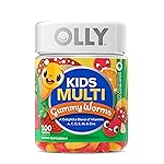 OLLY Kids Multivitamin Gummy Worms, Overall Health and Immune Support, Vitamins and Minerals A, C, D, E, Bs and Zinc, Kids Chewable Supplement, Sour Fruit Punch, 45 Day Supply - 100 Count