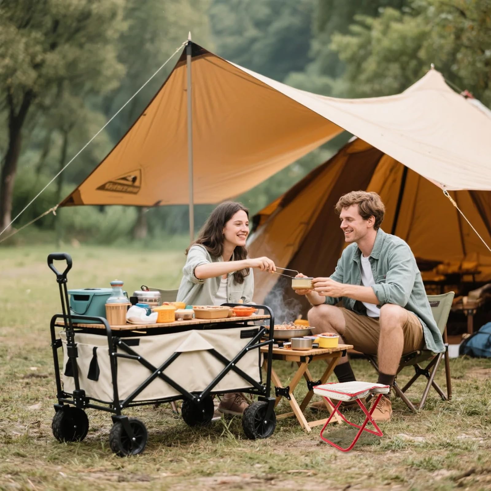 Stool kempingowy 26 cm, przenośny składany stojak z torbą do przechowywania, podnóżek outdoorowy, lekki składany stołek do podróży, wędrówek, ogrodu, wędkowania, grilla, na plażę