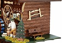 Vista 2 de Reloj cucú de cuarzo con interruptor de madera en movimiento y rueda de molino, con música, incluye baterías TU 4217 QM