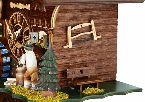 Miniatura 2 de Reloj cucú de cuarzo con interruptor de madera en movimiento y rueda de molino con música incluye baterías TU 4217 QM