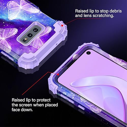 Miniatura 4 de Casetego Funda compatible con Galaxy S10E, patrón de mármol de tres capas, resistente, resistente, a prueba de golpes, cuerpo completo,