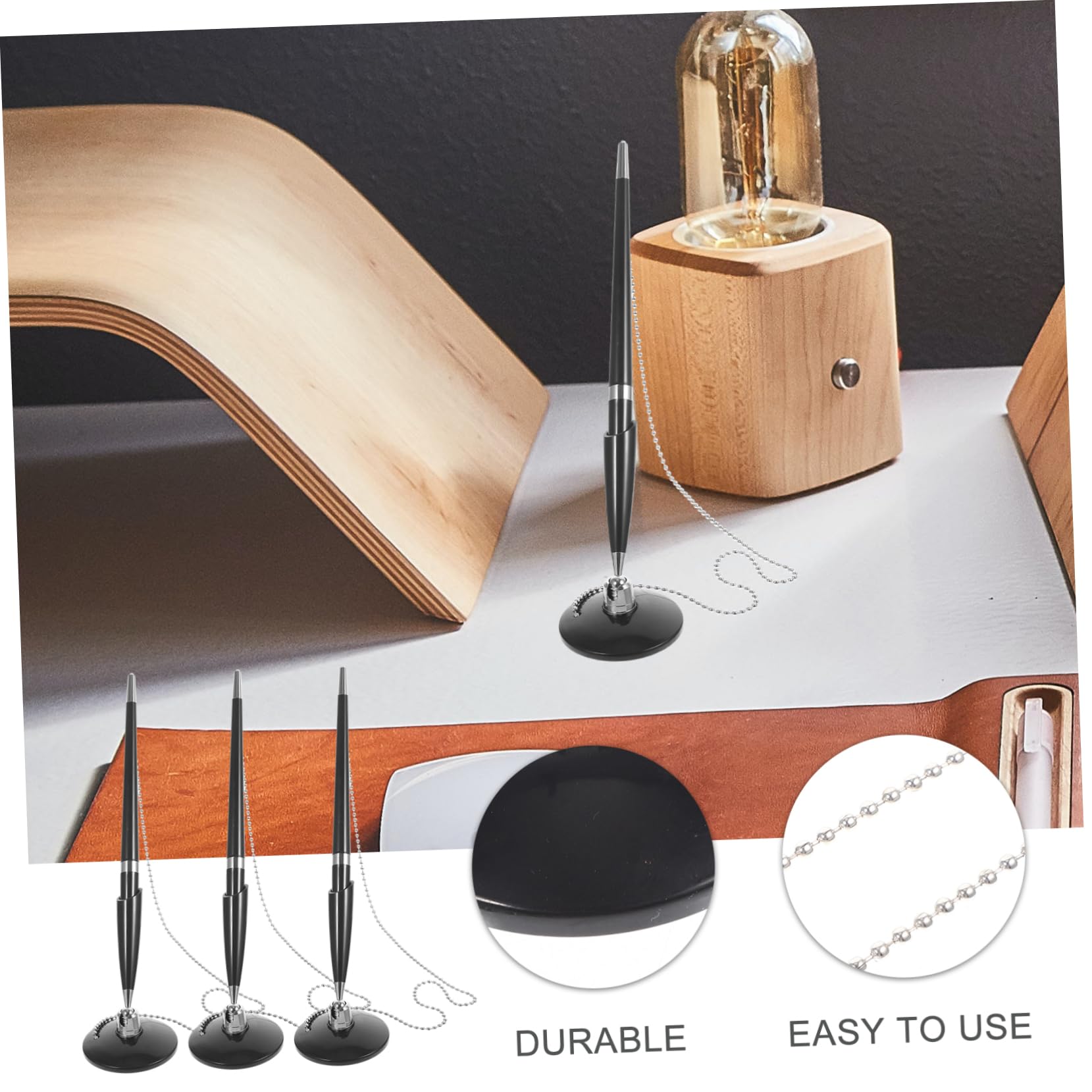 Ciieeo Pin-Stift Pin-Stift 3 Stück Dribbel Mit Kette Und Basis Dreh Business-Desktop-Kugelschreiber Zähler Gästebuch Die Kette Business-Signatur Design- Kunststoff