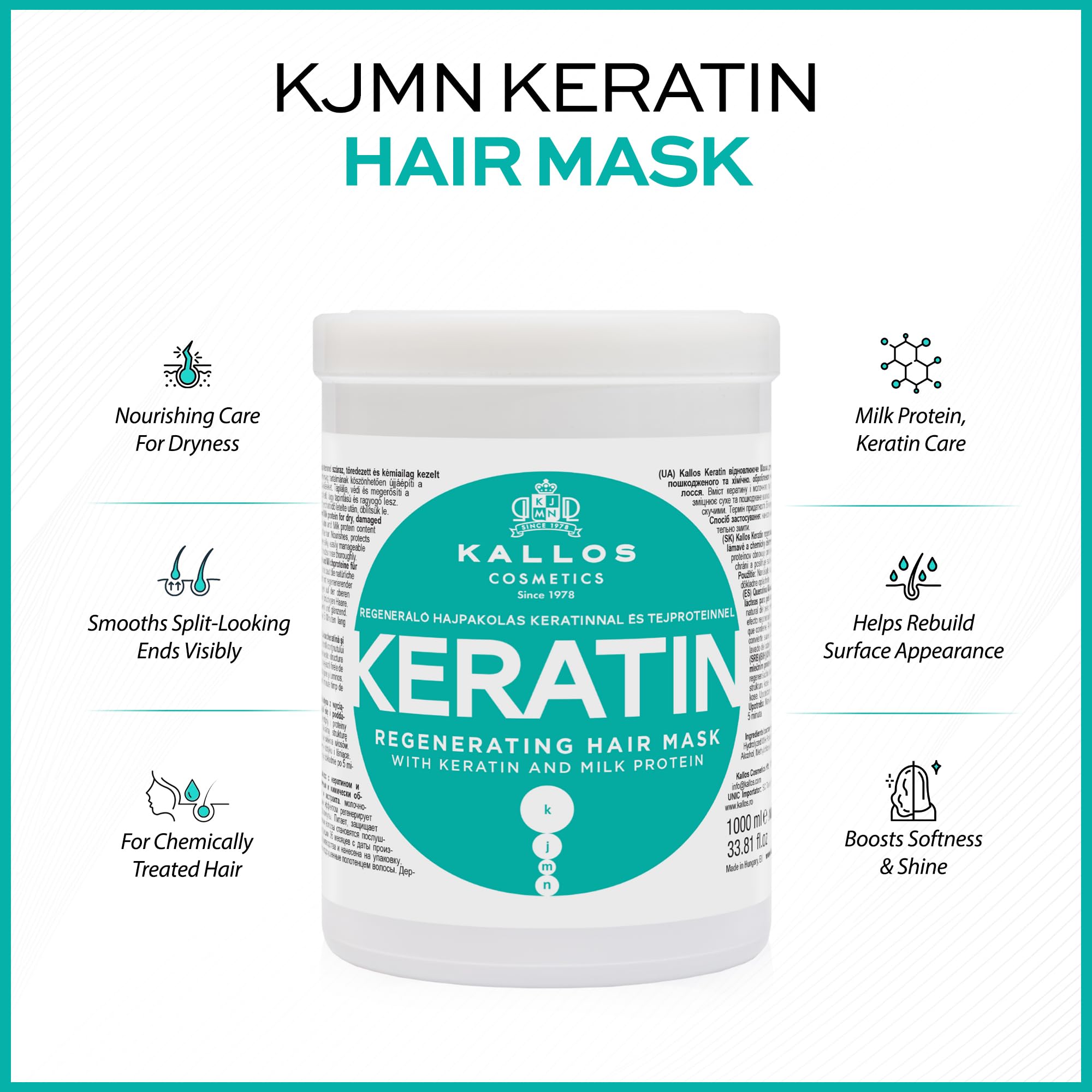 Kallos Masque pour Cheveux Keratin 1 L