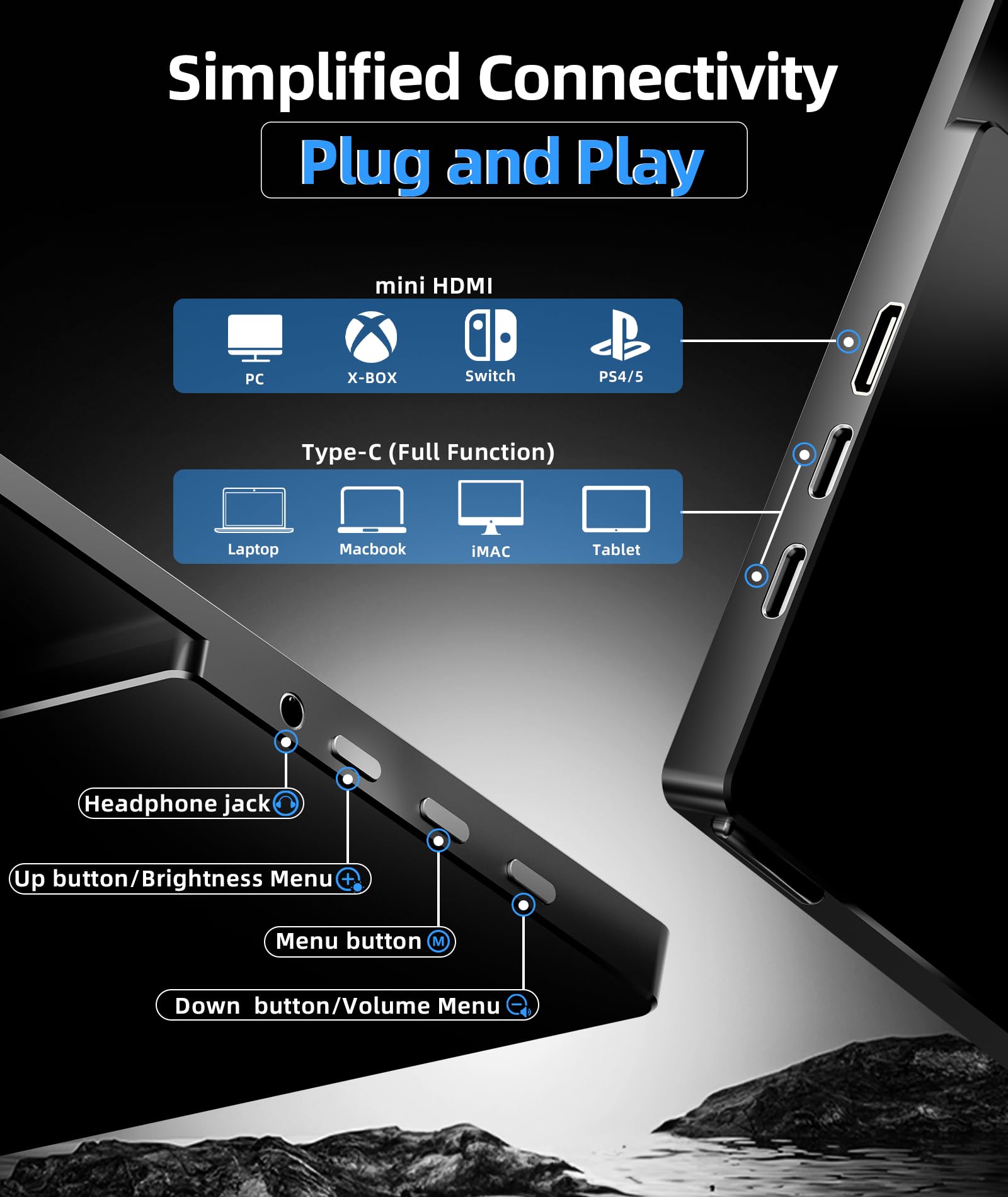 Amazon.com: Ingnok 18.5Inch Laptop Monitor,100% sRGB FHD 1080P