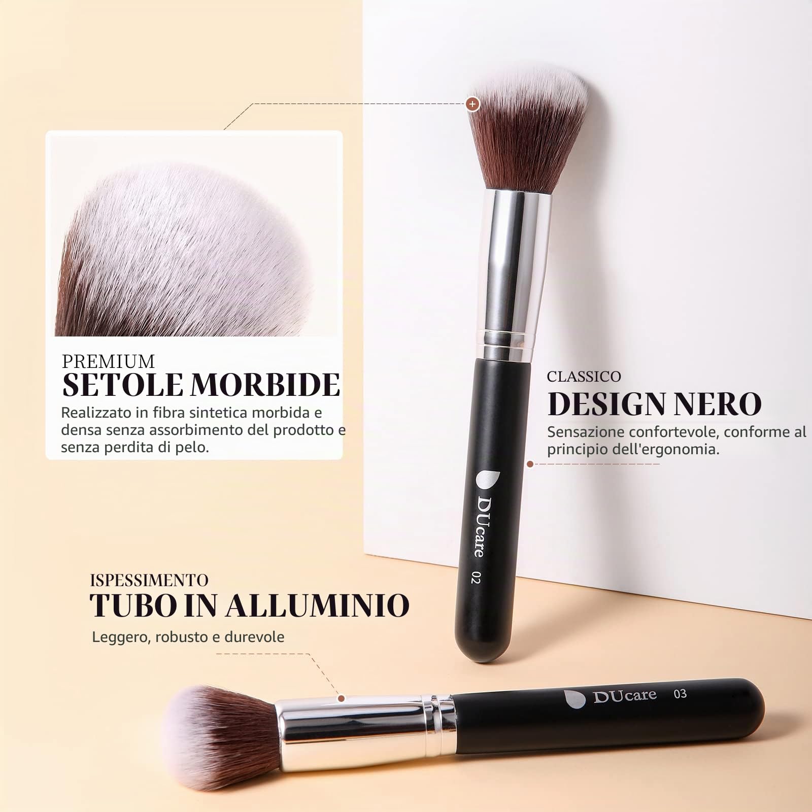 DUcare Pennelli Make Up Set 15Pcs Pennelli Trucco Professionali Set di pennelli da trucco con del sacchetto Case