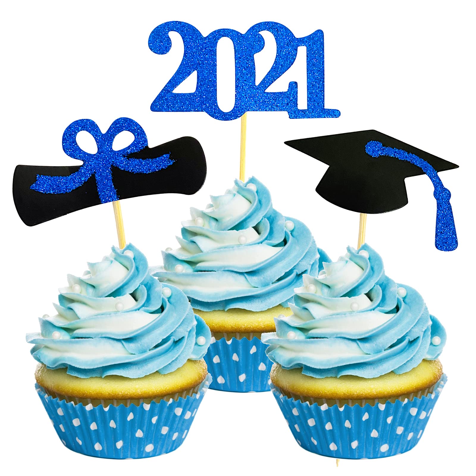 Buy Larchio 48pcs Graduation Cupcake Toppers 2022, Navy Blue Graduation