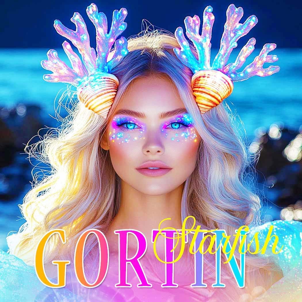 GORTIN Light up Mermaid Headband LED Starfish Headbands Sea Shell Headpiece Costume Hair Accessories for Women - Image 3