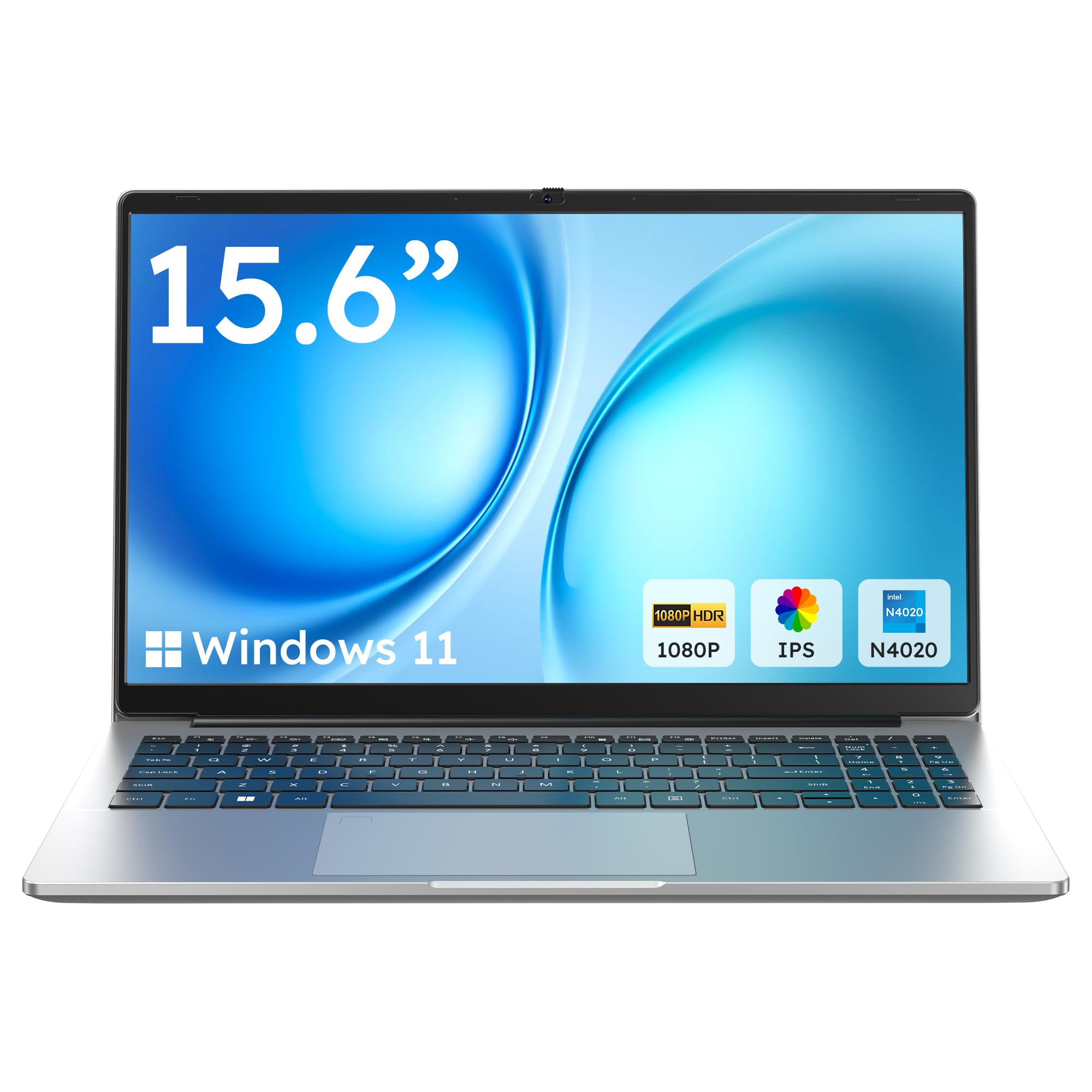 Amzboy 15.6” Laptop, N4020 CPU, 4GB RAM, 128GB eMMC, FHD Display, Win 11 | 45W PD Fast Charging, 180° Lay-Flat, Privacy Camera, Supports 1TB TF Card, WiFi 5, Thin & Lightweight, Slate Gray