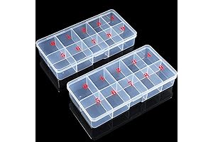 2 Pieces Empty Nail Tip Storage Box for Crystals and Jewelry (White)