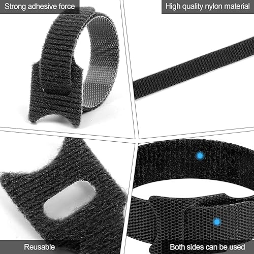 Miniatura 3 de 100 bridas reutilizables con gancho y bucle, correas de cable multiusos, gestión de cables, organizador de cables ajustables para