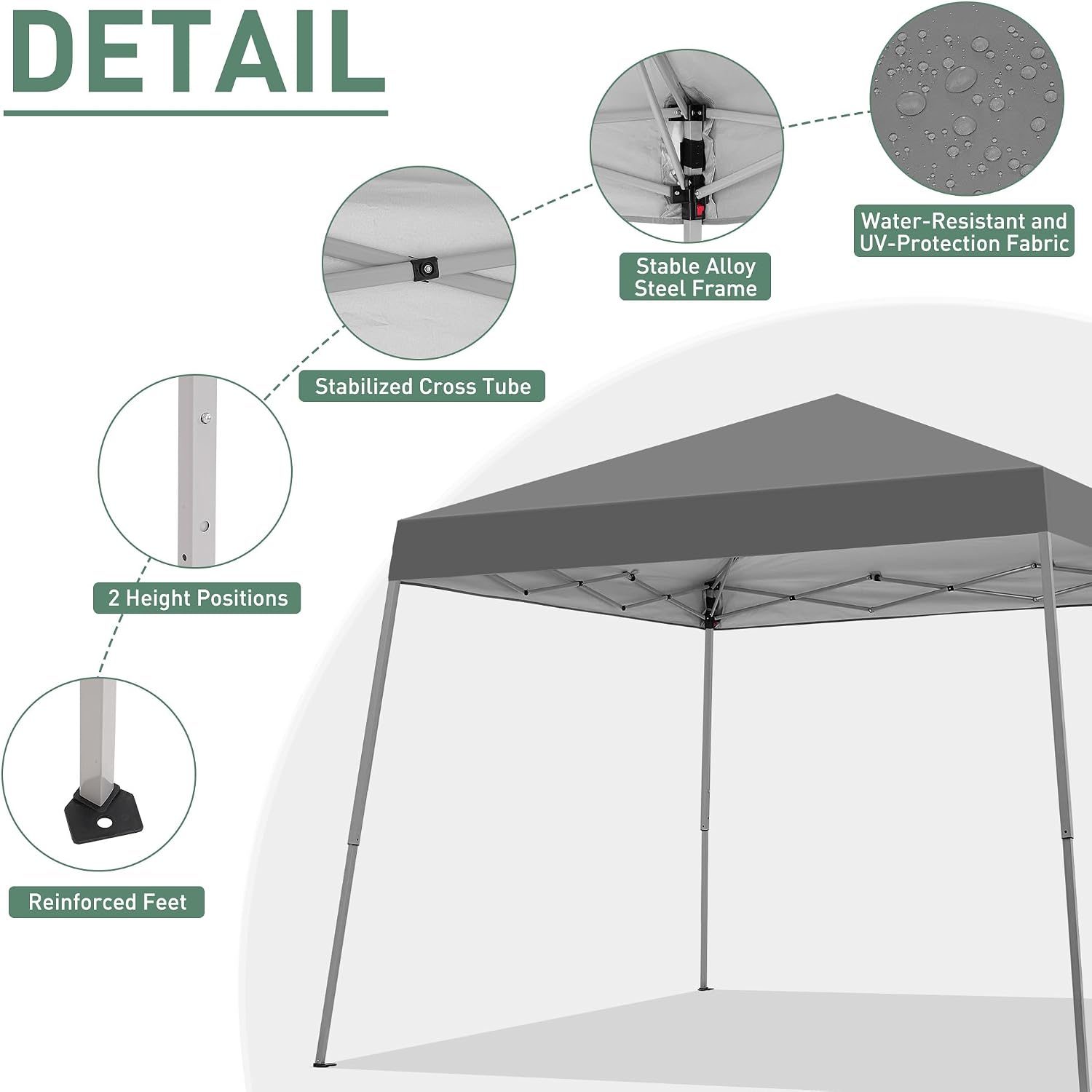 GDY 10x10 Pop Up Canopy Tent, Portable Gazebo, Outdoor Canopy for Events, Parties, Camping, Grey.