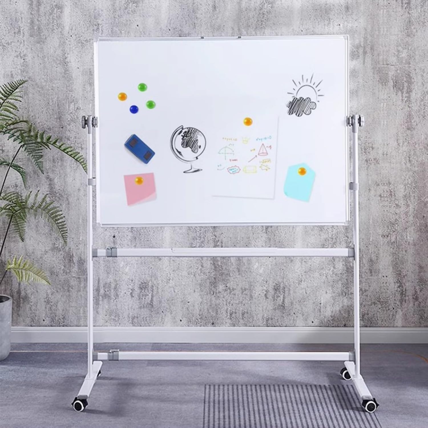 Lavagna Mobile per Musica 90x120cm, Lavagna Magnetica a Doppia Faccia per Marcatori a Secco su Ruote, Pratica di Notazione Portatile per Insegnanti di Musica, Scuole, Studenti e Casa