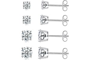Hypoallergenic 316L Stainless Steel Cubic Zirconia Stud Earrings for Men Women