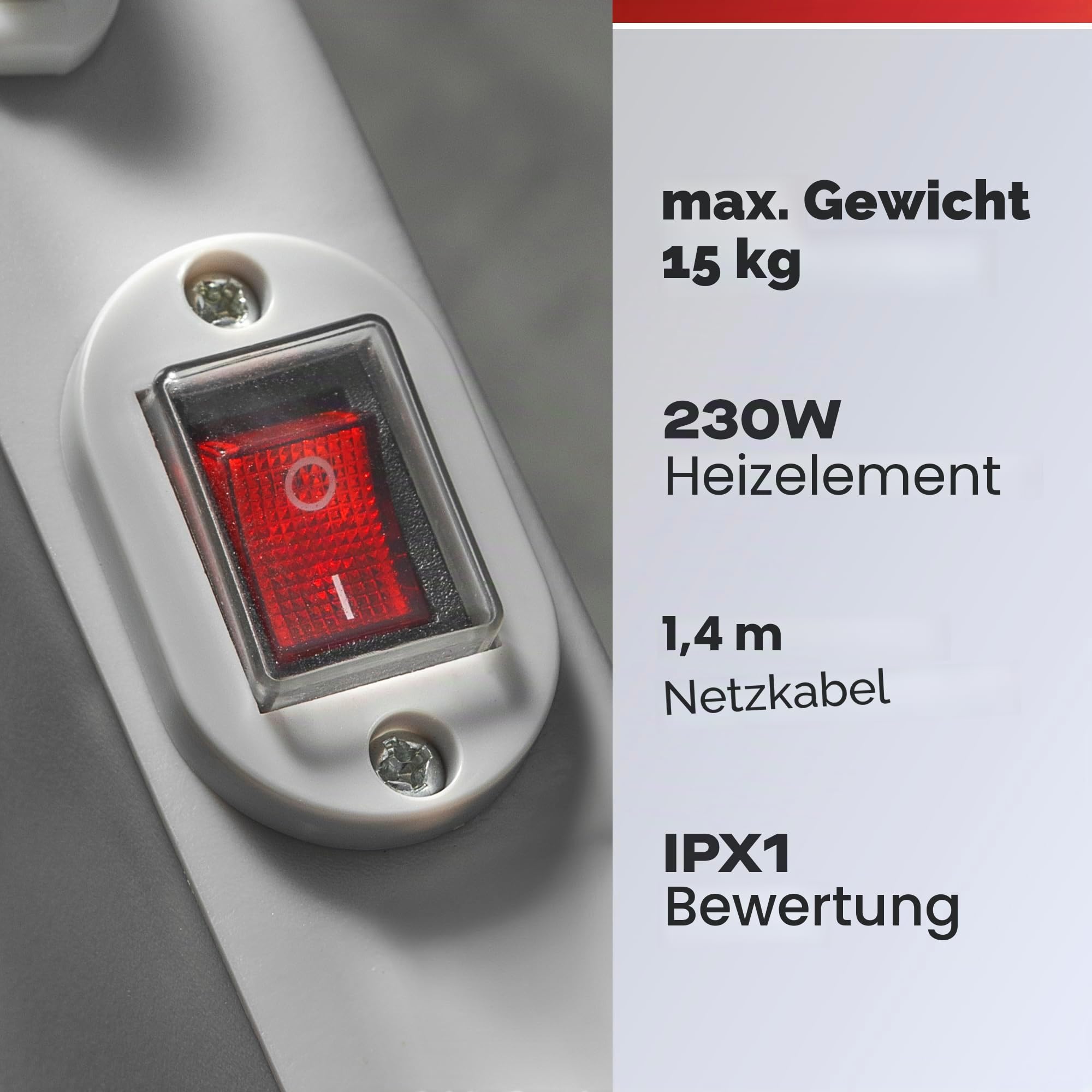Daewoo HEA1874 faltbarer, tragbarer beheizter Wäscheständer, 230 W, 15 kg maximale Belastung, 1,4 m Kabel, niedrige Betriebskosten und gefaltete Flügel, Weiß, Aluminium