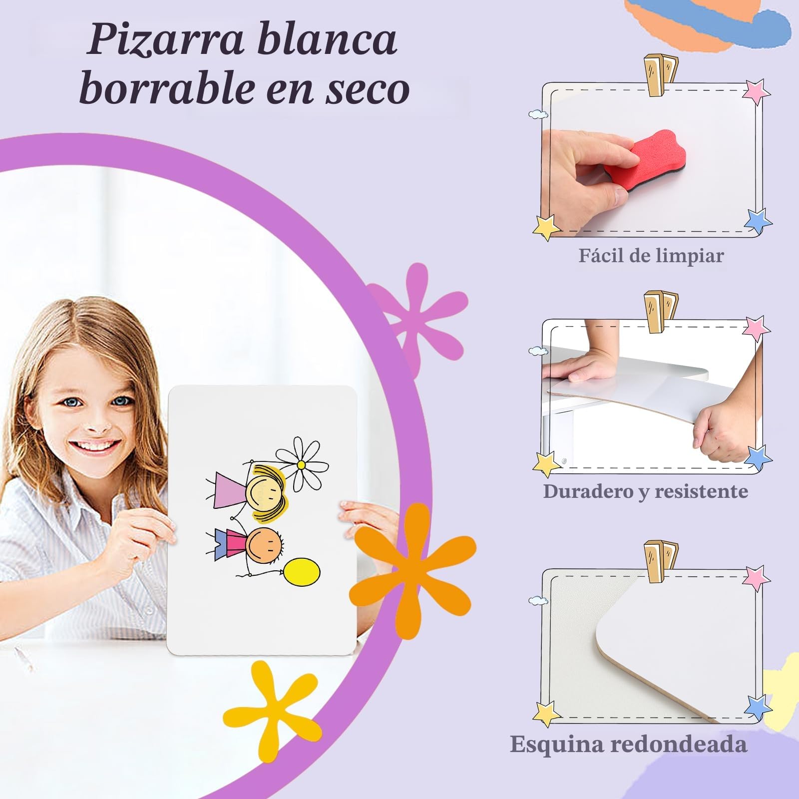 CRESZZLE Pack de 2 pizarras blancas de rotulador, Set de pizarra blanca pequeña, Pizarra Blanca Miniatura de Doble Cara de 8,2x11,8 Pulgadas con 2 Rotuladores y 2 Borradores.