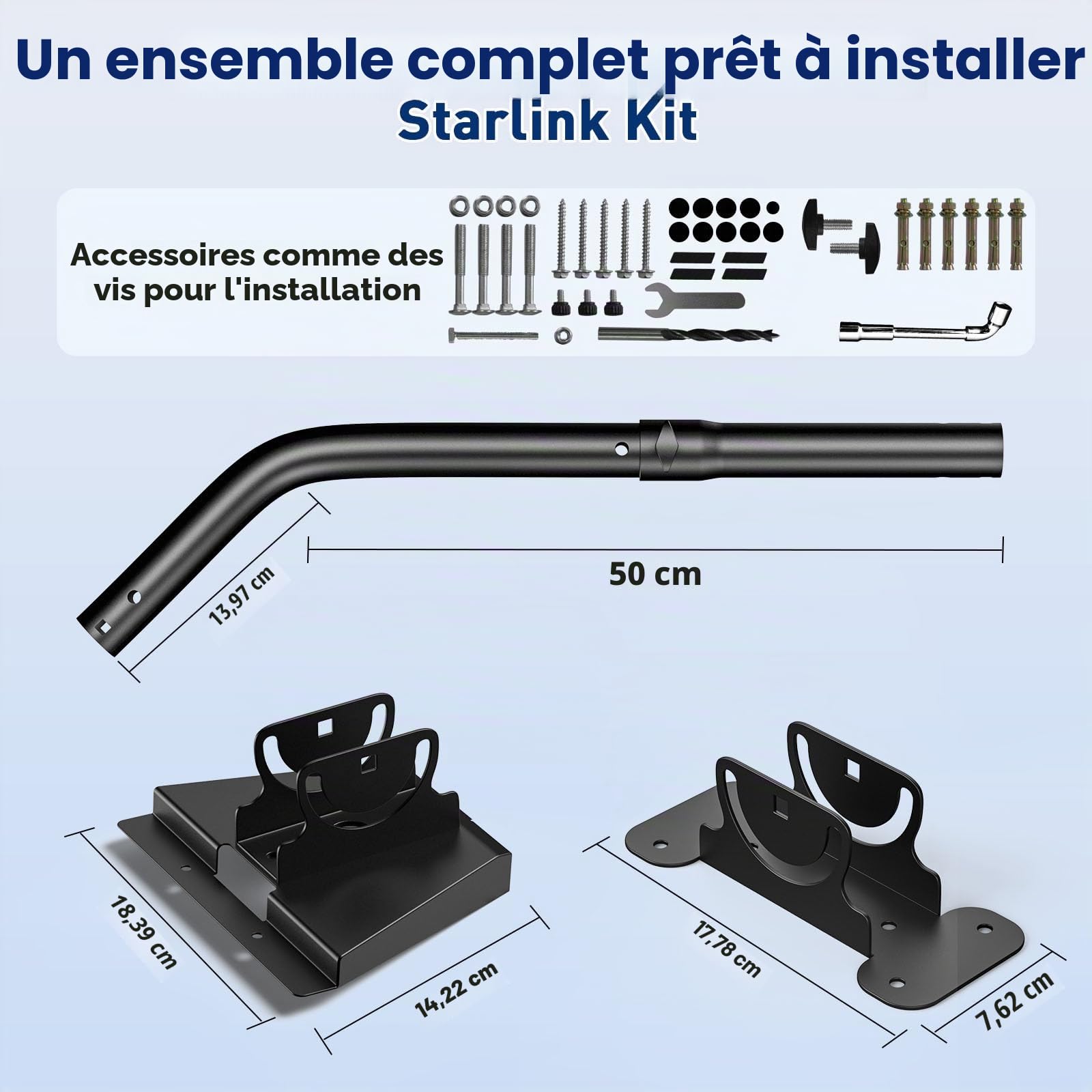 Starlink Gen 3 Mount, Starlink V3 Support réglable à 360°, kit de Montage de mât starlink gen3 avec Adaptateur d'hébergement starlink Gen 3 pour gen3 starlink Internet kit Satellite